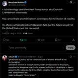 mobbs_mentality 10-08-2025 It is increasingly clear President Trump stands at a Churchill–Chamberlain crossroads. not only Ukraine’s fate, but security of the US
