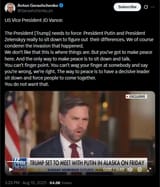 US Vice President JD Vance 10-08-2025 The President [Trump] needs to force President Putin and President Zelenskyy really to sit down to figure out HD