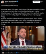 US Vice President JD Vance 10-08-2025 If you take where the current line of contact between Russia and Ukraine is, we&#039;re going to try to find some negotiated settlement HD