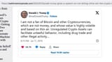 Trump not a fan of bitcoin crypto