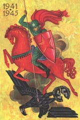Soviet postcard (1969) celebrating Victory Day, showing a Red Army soldier defeating the Nazi eagle Artist P Pashkov