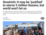Smotrich It may be ‘justified’ to starve 2 million Gazans but world won’t let us The Times of Israel