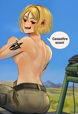 nsfw, 1girl, artist_usergore, outdoors, from behind,three quarter view, s-2528396913
