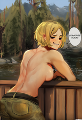 nsfw, 1girl, artist_usergore, outdoors, from behind,three quarter view, s-3870929978