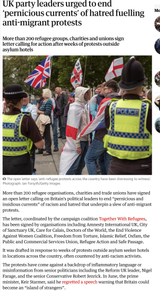 Screenshot 2025-08-11 at 20-47-54 UK party leaders urged to end ‘pernicious currents’ of hatred fuelling anti-migrant protests Immigration and asylum The Guardian