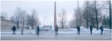 finland bus stop waiting social distancing - Group of people standing in the middle of a snowy street