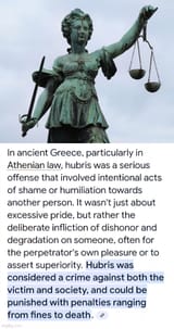 THE PENALTY FOR HUBRIS IS DEATH