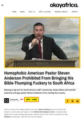 Based Pastor Steven Anderson seething Jews Africa