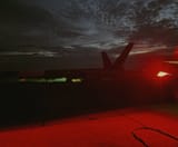 Reconnaissance-strike Russian UAV Orion, armed with 2 missiles with a laser homing head X-UAV (TKB-1030) during pre-flight preparation before the mission.