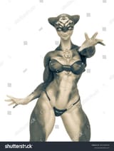 stock-photo-aquatic-alien-girl-is-ready-for-some-action-on-bikini-rear-view-d-illustration-2337185375