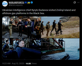 Ukrainian intelligence chief Kyrylo Budanov visited Zmiinyi Island and offshore gas platforms in the Black Sea. 12-08-2025