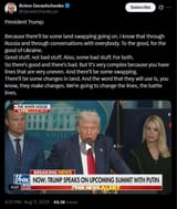 President Trump 11-08-2025 Because there&#039;ll be some land swapping going on. I know that through Russia and through conversations with everybody HD