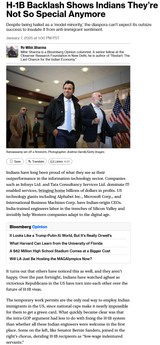 H-1B Tech Visa Backlash Shows Indians They&#039;re Not So Special - Bloomberg