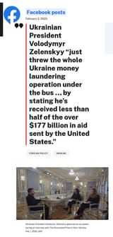 Zelenskyy&#039;s statement Ukraine aid money laundering