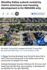 Indians only suburb dallas