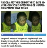 human chimpanzee crossbreed in angola