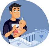 father-feeding-newborn-baby-at-night-vector-40439041