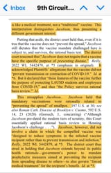 9th circuit court vaccines are not to be forced treatment