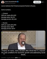 Lavrov believes that Finland prospered thanks to Russia 20-08-2025 Some numbers,◾️Finland, GDP, $54,160, salary, $4,701◾️Russia, GDP, $14,260, salary, $616 HD