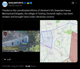 Thanks to the coordinated efforts of Ukraine’s 5th Separate Heavy Mechanized Brigade, the village of Tolstoy, Donetsk 21-08-2025 retaken