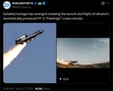 Detailed footage has emerged showing the launch and flight of Ukraine’s domestically produced FP-5 &#039;Flamingo&#039; cruise missile. 22-08-2025 HD