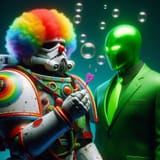 ai_art_spacemarine_clown_blowing_bubbles_at_angry_superglow_suit