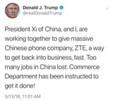 Trump worried sick about Chinese losing American jobs