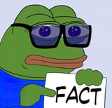 frog man with blue glasses pointing to a sign that says fact
