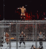 Cody Rhodes Moonsault off a Steel Cage Road Dogg