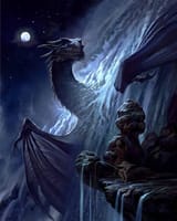 dragon fantasy painting waterfall awakening fishermen