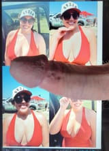 Showing off her cow tits