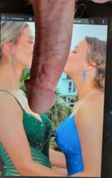 Sharing a cock kiss