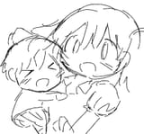 Madoka hugs Tatsuya