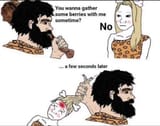 caveman bonking cavewoman on the head