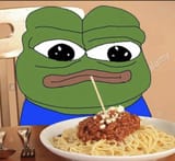 apu slurping a single line of spaghetti (very cute!)