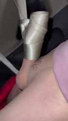 Cum shot in back of car while bouncing on seatbelt_thumb.jpg