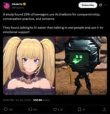 Screenshot 2025-07-26 at 20-20-14 Dexerto on X A study found 33% of teenagers use AI chatbots for companionship conversation practice and romance They found talking to AI easier than talking to real people and use it for emot[...]