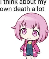 Cute Adorable Silly Pink Girl Thinking of Death