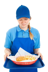 teen-worker-disgusted-fast-food-meal-32540737