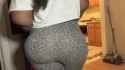 Ebony BBW Butt Leopard Print Leggings pulled down to expose bare naked ass_thumb.jpg