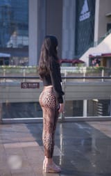 Asian Standing View Side Butt Pants Lycra Spandex Leggings Leopard Print 2030910777