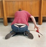 Brunette-Rear-View-Kneeling-Butt-Thong-Whale-Tail-Pants-Denim-Jeans-Female-Plumber-Crack-3461-000191