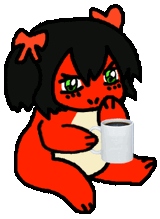 beary ebil drink coffee