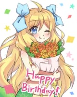 jashin happy birthday flowers tongue out smile wink