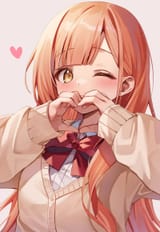 heart gesture anime girl