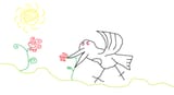 Fucked up bird attacking flower