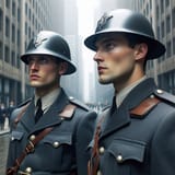 Helmeted Policemen