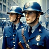 Policemen blue uniforms