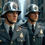 Helmeted Policemen