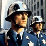 Helmeted Policemen